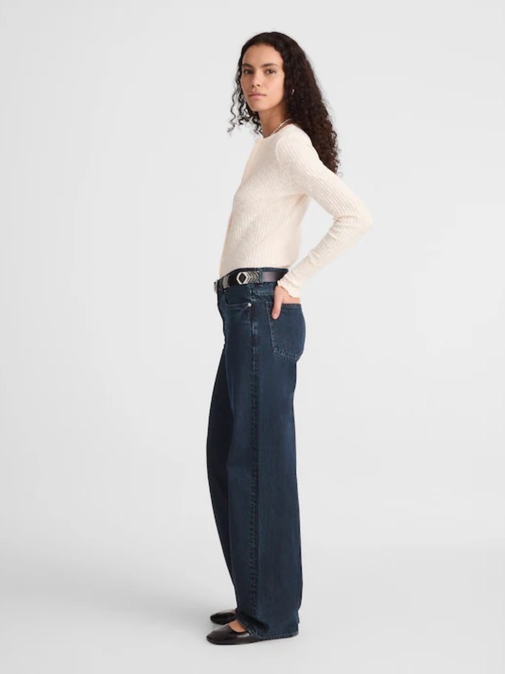 Madewell low slung baggy Jeans Blue Black Wash Size 27